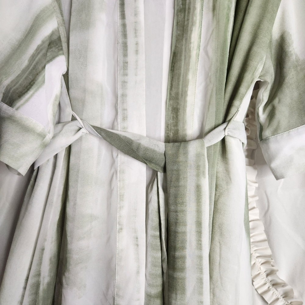 Mango MNG Pastel Tie Dye Green Kimono Dress Wrap Sz XS/S - Picture 9 of 9